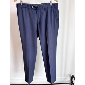 PT01 TRAVELLER SLIM FIT Men's Blue Wool Pleated Trousersโ Pants 50